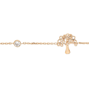 BRACELET VERMEIL ARBRE DE VIE ET 4 OXYDES BLANCS SERTIS 17+3CM