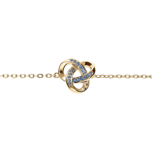 BRACELET VERMEIL  NOEUD OXYDES BLEU CIEL SERTIS 16+3CM