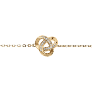BRACELET VERMEIL NOEUD OXYDES BLANCS SERTIS 16+3CM
