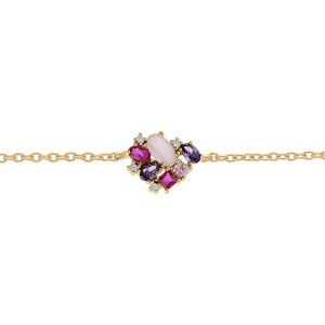 BRACELET VERMEIL OXYDES ROSES ET VIOLET  16+2CM