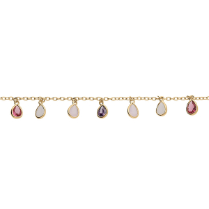 BRACELET VERMEIL PAMPILLES FORME GOUTTE OXYDES MULTI COULEURS 15+4CM
