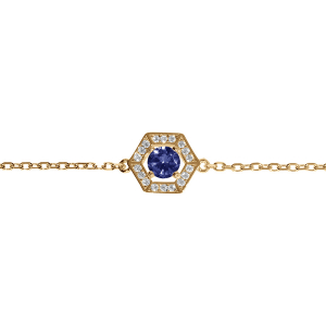 BRACELET VERMEIL OXYDE BLEU ET CONTOUR OXYDES BLANCS 16+3CM