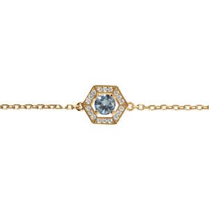 BRACELET VERMEIL OXYDE BLEU CIEL ET CONTOUR OXYDES BLANCS 16+3CM