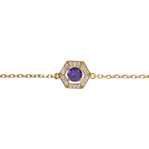 BRACELET VERMEIL OXYDE VIOLET ET CONTOUR OXYDES BLANCS 16+3CM