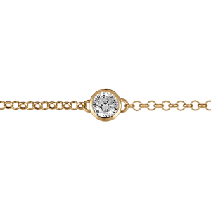 BRACELET VERMEIL CHAINE PETITE JASERON PIERRE RONDE SERTI CLOS 18CM