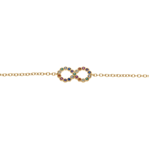 BRACELET VERMEIL MOTIF INFINI MULTI COULEURS  16+2CM