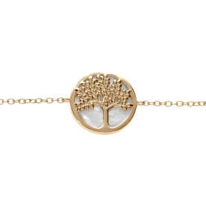 BRACELET VERMEIL ARBRE DE VIE AVEC NACRE BLANCHE 16+2CM