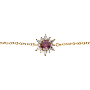 BRACELET VERMEIL FLEUR OXYDE ROSE ET CONTOUR OXYDES BLANCS 16+2CM