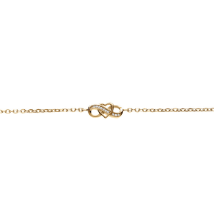 BRACELET VERMEIL INFINI ET COEUR OXYDES BLANCS SERTIS 16.5+3CM