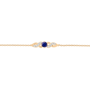 BRACELET VERMEIL SAPHIR VERITABLE ET TOPAZES BLANCHES 16+3CM