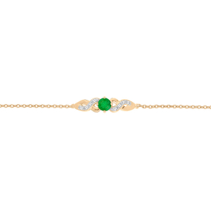 BRACELET VERMEIL EMERAUDE VERITABLE ET TOPAZES BLANCHES 16+3CM