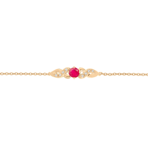 BRACELET VERMEIL RUBIS VERITABLE ET TOPAZES BLANCHES 16+3CM