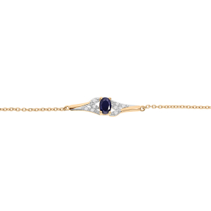 BRACELET VERMEIL SAPHIR VÉRITABLE ET TOPAZES BLANCHES 16+3CM