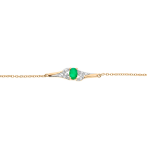 BRACELET VERMEIL EMERAUDE VÉRITABLE ET TOPAZES BLANCHES 16+3CM