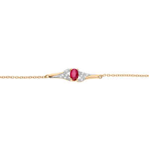 BRACELET VERMEIL RUBIS VÉRITABLE ET TOPAZES BLANCHES 16+3CM
