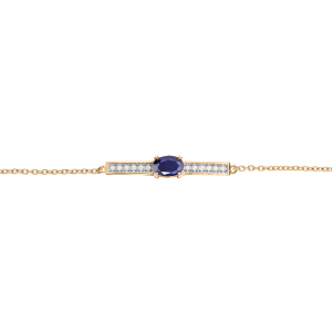 BRACELET VERMEIL SAPHIR VÉRITABLE ET TOPAZES BLANCHES 16+3CM