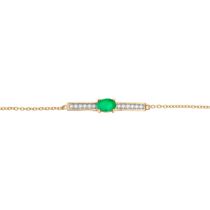 BRACELET VERMEIL EMERAUDE VÉRITABLE ET TOPAZES BLANCHES 16+3CM