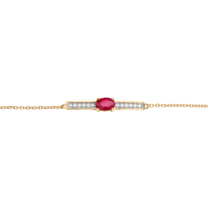 BRACELET VERMEIL RUBIS VÉRITABLE ET TOPAZES BLANCHES 16+3CM