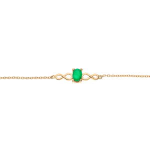 BRACELET VERMEIL MOTIF INFINI  EMERAUDE VÉRITABLE ET TOPAZES BLANCHES 16+3CM