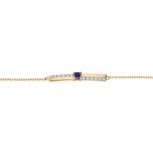 BRACELET VERMEIL SAPHIR VÉRITABLE ET TOPAZES BLANCHES 16+3CM