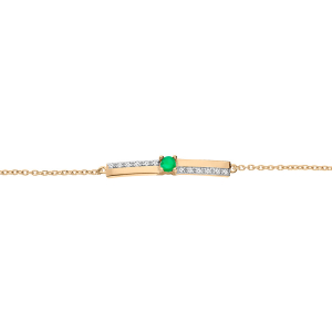 BRACELET VERMEIL EMERAUDE VÉRITABLE ET TOPAZES BLANCHES 16+3CM