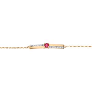 BRACELET VERMEIL RUBIS VÉRITABLE ET TOPAZES BLANCHES 16+3CM
