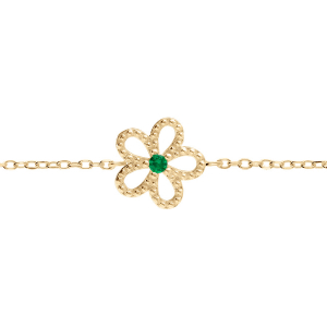 BRACELET VERMEIL FLEUR  AJOURÉE OXYDE VERT 15+3CM