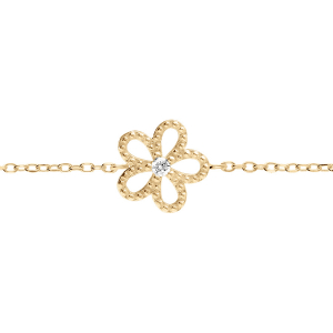 BRACELET VERMEIL FLEUR  AJOURÉE OXYDE BLANC 15+3CM