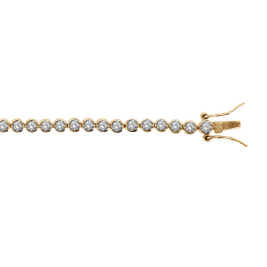BRACELET VERMEIL PIERRES RONDES SERTI CLOS BLANCHES SYNTHETIQUE 18CM