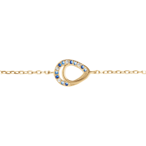 BRACELET VERMEIL GOUTTE OXYDES BLEUS ET BLANCS SERTIS  15+3CM