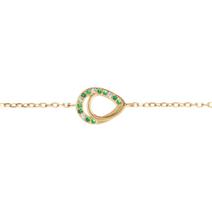 BRACELET VERMEIL GOUTTE OXYDES VERTS VET BLANCS SERTIS  15+3CM