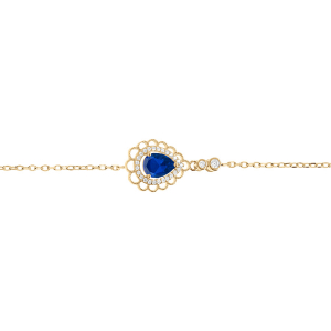 BRACELET VERMEIL GOUTTE OXYDE BLEU SERTI CONTOUR OXYDES BLANCS SERTIS ET DENTELLÉ 15+3CM