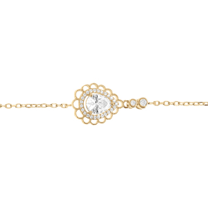 BRACELET VERMEIL GOUTTE OXYDES BLANCS SERTIS CONTOUR DENTELLÉ 15+3CM