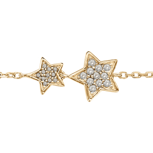 BRACELET VERMEIL 2 ETOILES PIERRES BLANCHES SYNTHETIQUE 16+1,5CM