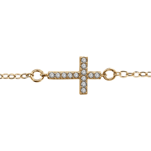 BRACELET VERMEIL MOTIF CROIX COUCHEE OXYDES BLANCS MICRO SERTIS 16+2CM
