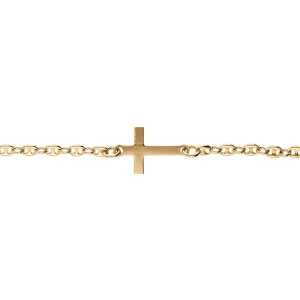 BRACELET VERMEIL GRAIN DE CAFÉ CROIX PLATE LISSE 18CM