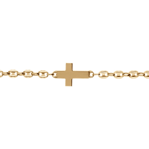 BRACELET VERMEIL GRAIN DE CAFÉ CROIX PLATE LISSE 19CM