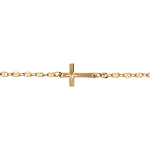 BRACELET VERMEIL GRAIN DE CAFÉ CROIX PLATE LISSE DIAMANTÉ ETOILE 17CM