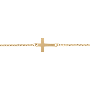 BRACELET VERMEIL MAILLE FORCAT CROIX PLATE LISSE 18CM