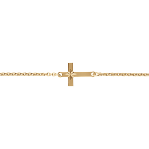 BRACELET VERMEIL MAILLE FORCAT CROIX PLATE LISSE DIAMANTÉ ETOILE 18CM