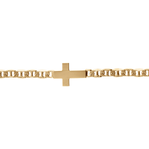 BRACELET VERMEIL MAILLE MARINE CROIX PLATE LISSE 19CM