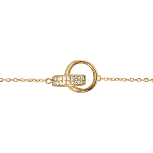 BRACELET VERMEIL 2 ANNEAUX OXYDES BLANCS SERTIS 16+2CM