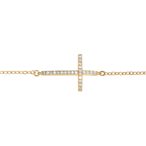 BRACELET VERMEIL GRANDE CROIX COUCHEE  OXYDES MICRO SERTIS 16+2CM