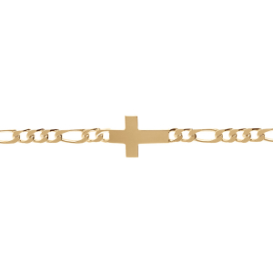 BRACELET VERMEIL  1+3  4MM  CROIX PLATE LISSE 18CM