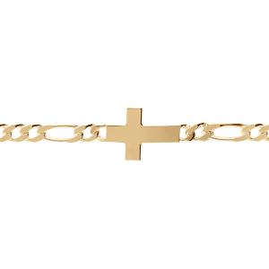 BRACELET VERMEIL  1+3  5MM  CROIX PLATE LISSE 19CM