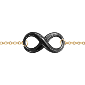 BRACELET VERMEIL MOTIF INFINI CERAMIQUE NOIRE 16+3CM