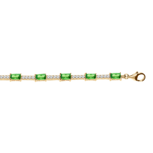 BRACELET VERMEIL OXYDES VERT ET BLANCS 17+2CM