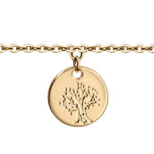 BRACELET VERMEIL PETIT GALET 11MM ARBRE DE VIE 14+2CM