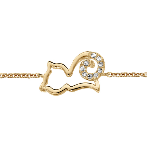 BRACELET VERMEIL CHAT STYLISE OXYDES BLANCS 16+2CM