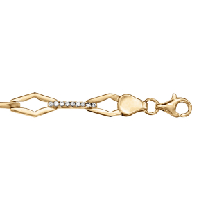 BRACELET VERMEIL MOTIF LOSANGE ET BARETTES OXYDES BLANCS SERTIS 17+2CM